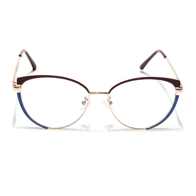 Voyage Glam Brown, Blue & Golden Cateye Eyeglasses for Women (95206MG4429-C2)