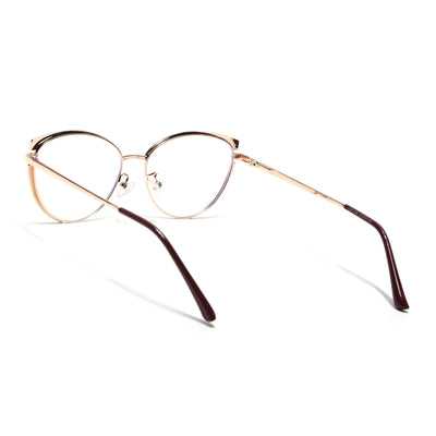 Voyage Glam Brown, Blue & Golden Cateye Eyeglasses for Women (95206MG4429-C2)