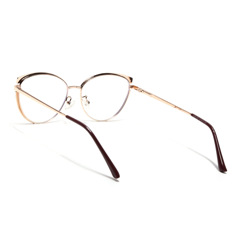 Voyage Glam Brown, Blue & Golden Cateye Eyeglasses for Women (95206MG4429-C2)