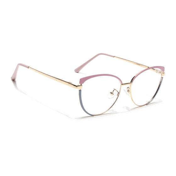 Voyage Glam Pink, Blue & Golden Cateye Eyeglasses for Women (95206MG4430-C3)