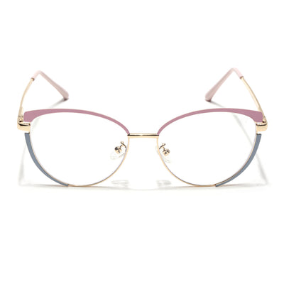 Voyage Glam Pink, Blue & Golden Cateye Eyeglasses for Women (95206MG4430-C3)