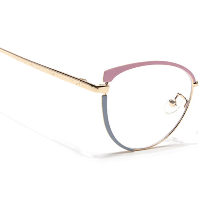 Voyage Glam Pink, Blue & Golden Cateye Eyeglasses for Women (95206MG4430-C3)
