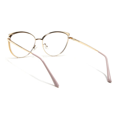 Voyage Glam Pink, Blue & Golden Cateye Eyeglasses for Women (95206MG4430-C3)