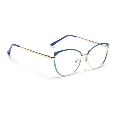 Voyage Glam Purple, Blue & Golden Cateye Eyeglasses for Women (95206MG4431-C4)