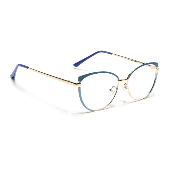 Voyage Glam Purple, Blue & Golden Cateye Eyeglasses for Women (95206MG4431-C4)