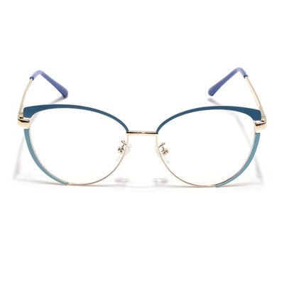 Voyage Glam Purple, Blue & Golden Cateye Eyeglasses for Women (95206MG4431-C4)