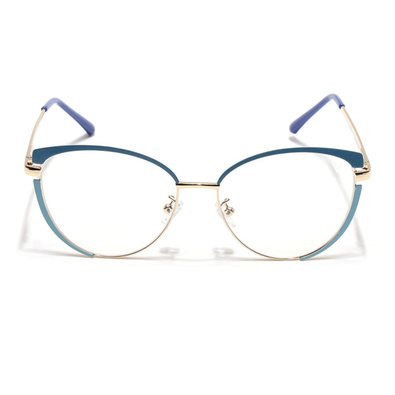 Voyage Glam Purple, Blue & Golden Cateye Eyeglasses for Women (95206MG4431-C4)