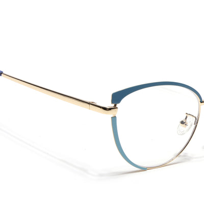 Voyage Glam Purple, Blue & Golden Cateye Eyeglasses for Women (95206MG4431-C4)