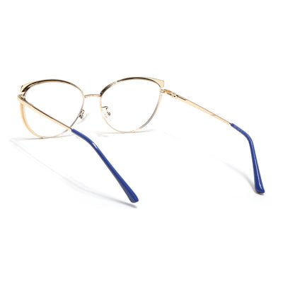 Voyage Glam Purple, Blue & Golden Cateye Eyeglasses for Women (95206MG4431-C4)