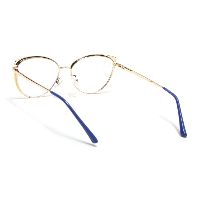 Voyage Glam Purple, Blue & Golden Cateye Eyeglasses for Women (95206MG4431-C4)