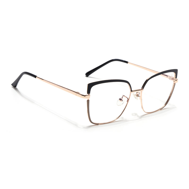 Voyage Glam Black & Golden Cateye Eyeglasses for Women (95213MG4405-C1)