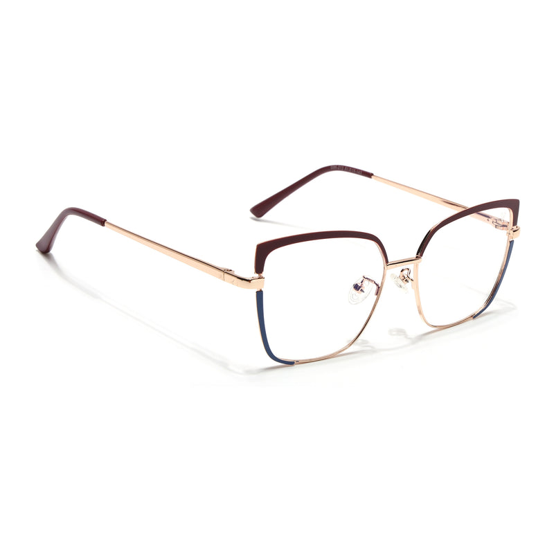 Voyage Glam Red, Blue & Golden Cateye Eyeglasses for Women (95213MG4406-C2)