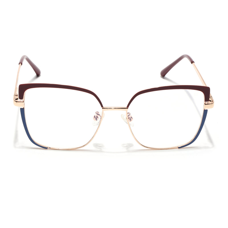 Voyage Glam Red, Blue & Golden Cateye Eyeglasses for Women (95213MG4406-C2)