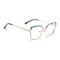 Voyage Glam Sky Blue & Golden Cateye Eyeglasses for Women (95213MG4407-C3)
