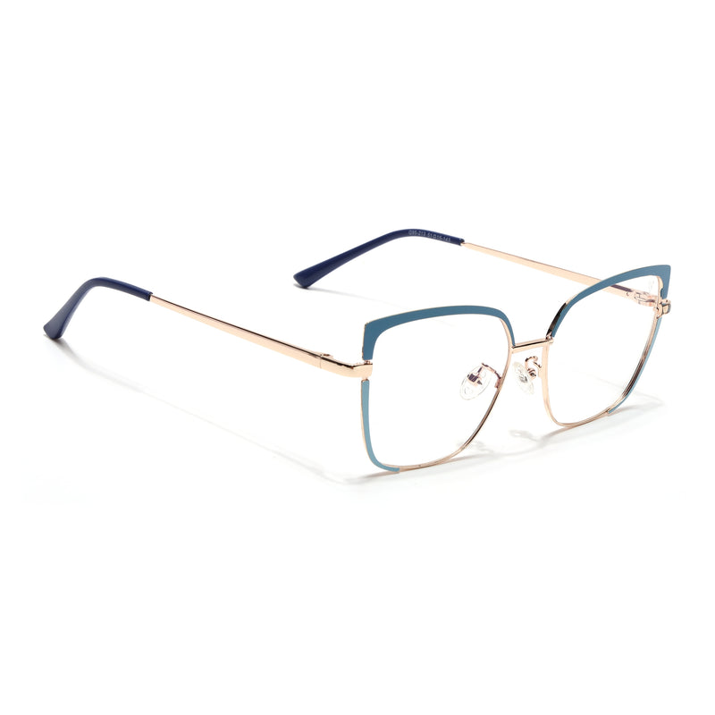 Voyage Glam Sky Blue & Golden Cateye Eyeglasses for Women (95213MG4407-C3)