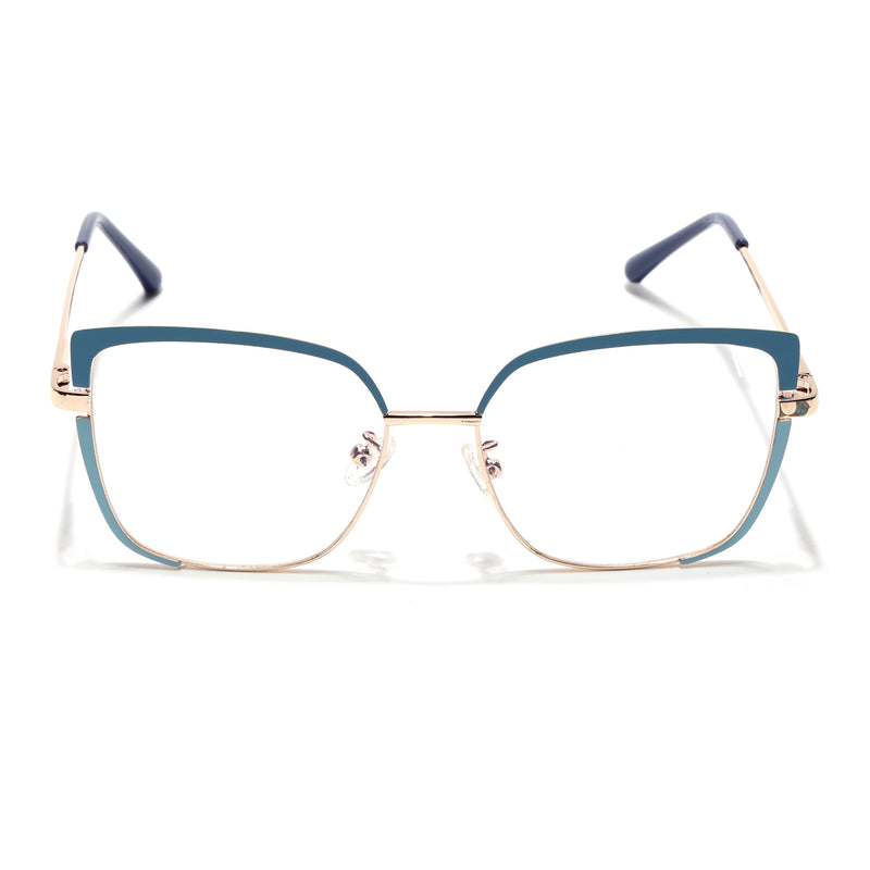 Voyage Glam Sky Blue & Golden Cateye Eyeglasses for Women (95213MG4407-C3)