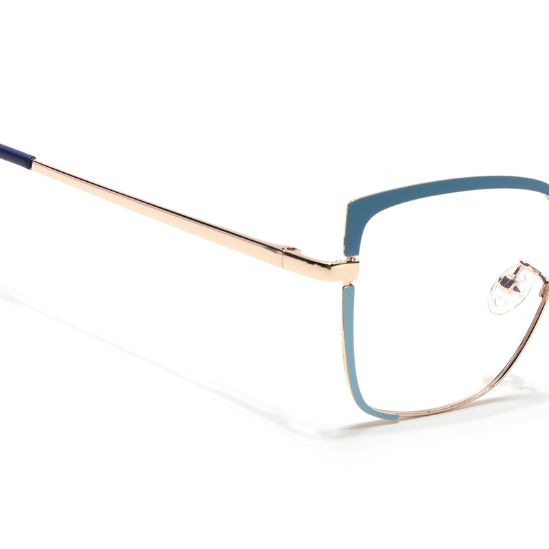 Voyage Glam Sky Blue & Golden Cateye Eyeglasses for Women (95213MG4407-C3)