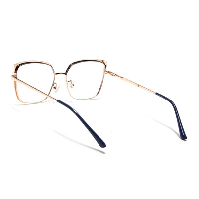 Voyage Glam Sky Blue & Golden Cateye Eyeglasses for Women (95213MG4407-C3)