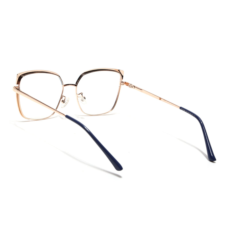 Voyage Glam Sky Blue & Golden Cateye Eyeglasses for Women (95213MG4407-C3)