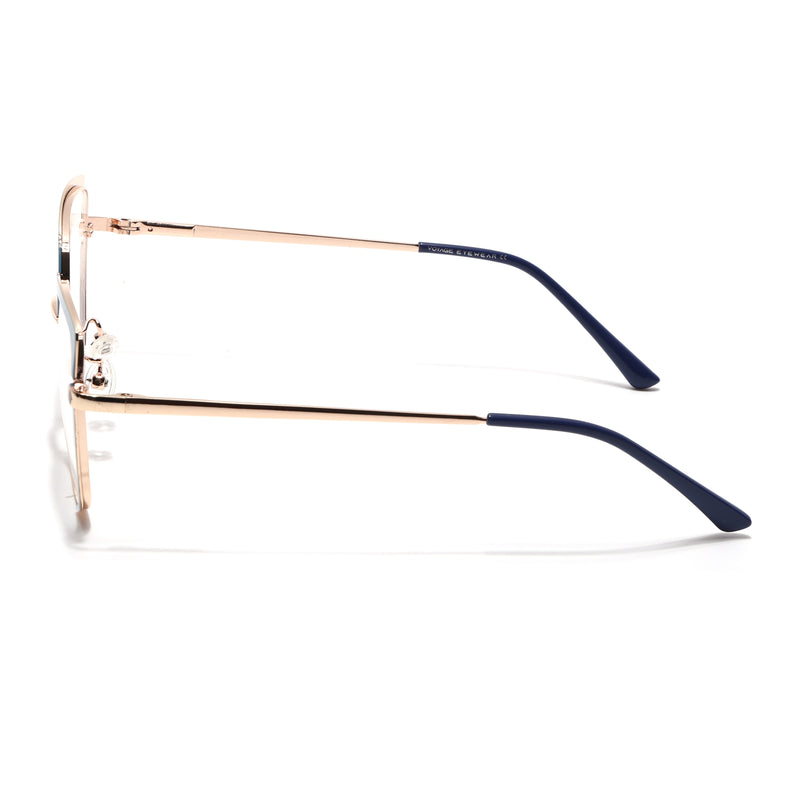 Voyage Glam Sky Blue & Golden Cateye Eyeglasses for Women (95213MG4407-C3)