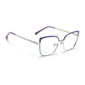 Voyage Glam Purple, Sky Blue & Golden Cateye Eyeglasses for Women (95213MG4408-C4)