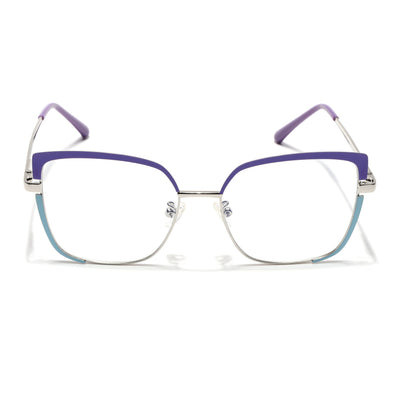 Voyage Glam Purple, Sky Blue & Golden Cateye Eyeglasses for Women (95213MG4408-C4)