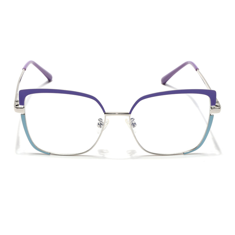 Voyage Glam Purple, Sky Blue & Golden Cateye Eyeglasses for Women (95213MG4408-C4)