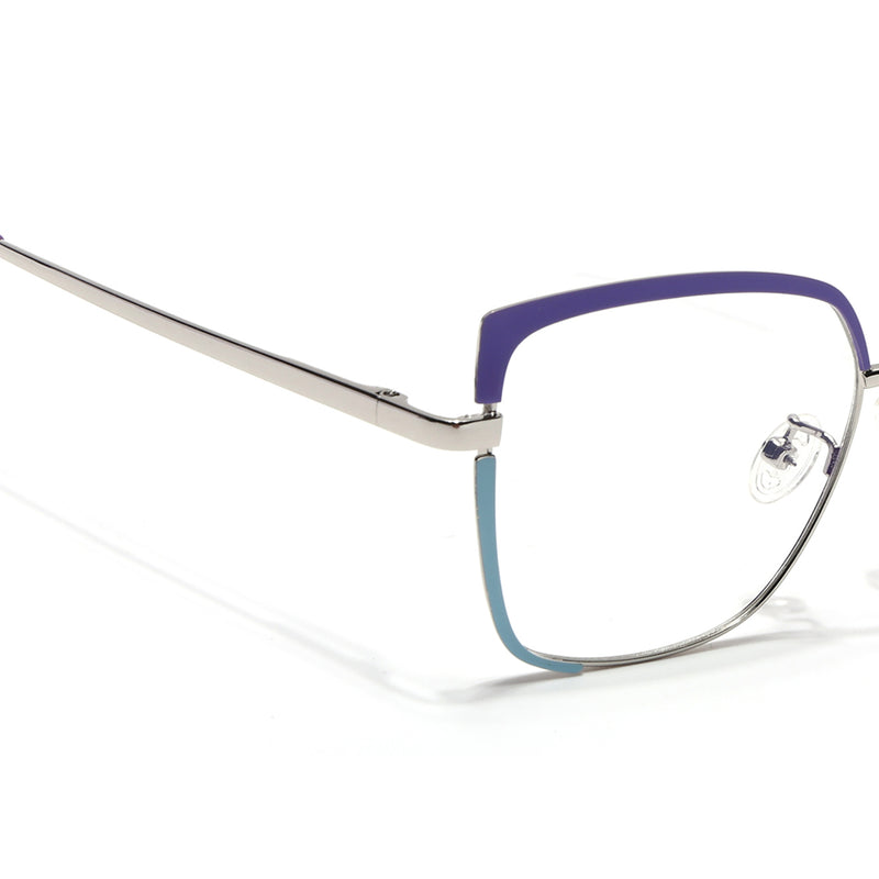 Voyage Glam Purple, Sky Blue & Golden Cateye Eyeglasses for Women (95213MG4408-C4)