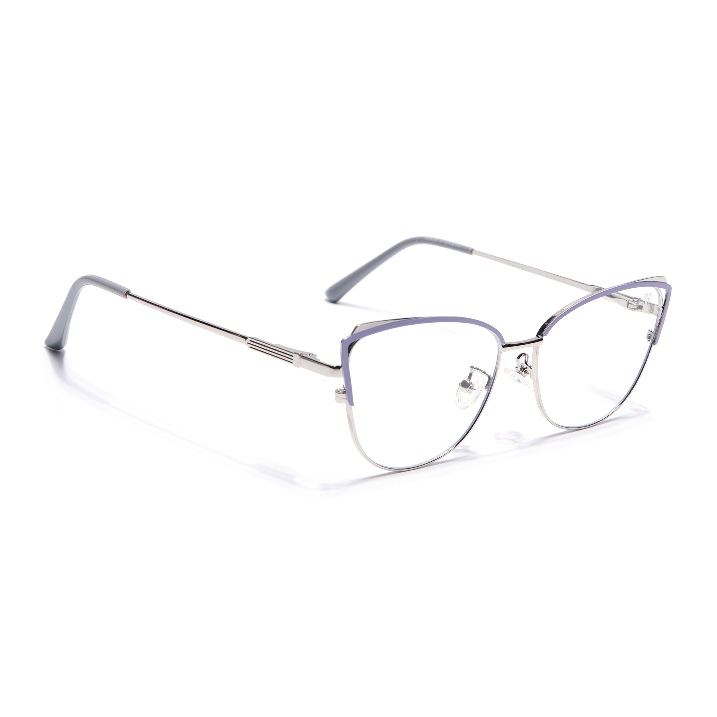 Voyage Glam Purple & Silver Cateye Eyeglasses for Women (95222FMG7311-C5)