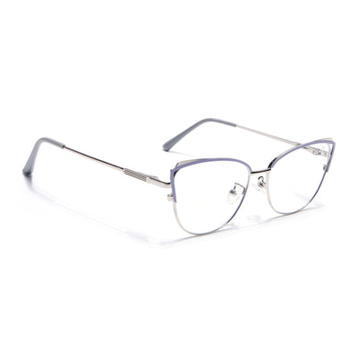 Voyage Glam Purple & Silver Cateye Eyeglasses for Women (95222FMG7311-C5)