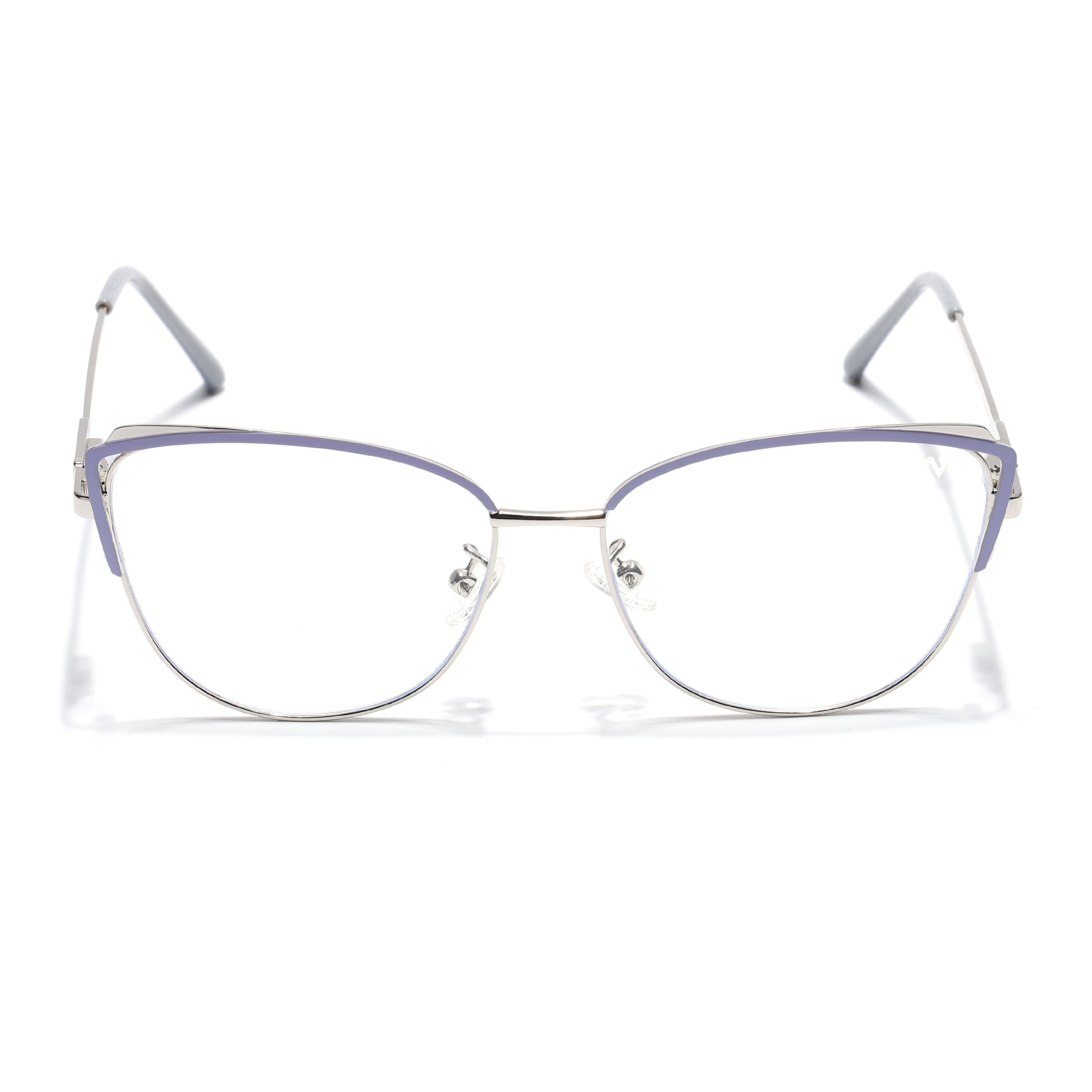 Voyage Glam Purple & Silver Cateye Eyeglasses for Women (95222FMG7311-C5)
