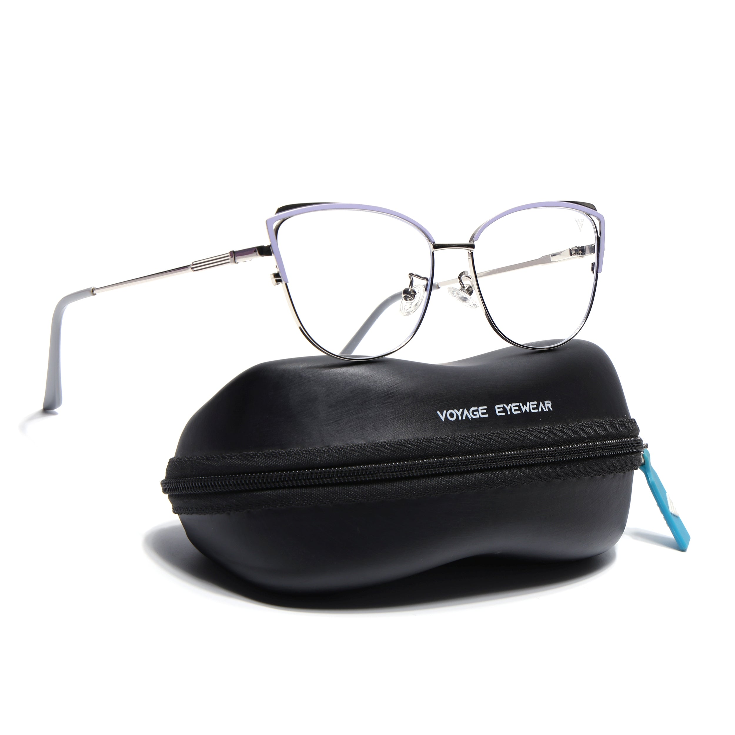 Voyage Glam Purple & Silver Cateye Eyeglasses for Women (95222FMG7311-C5)