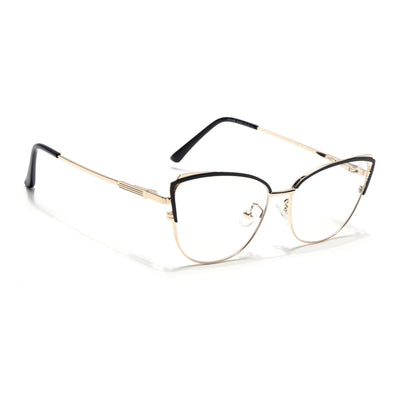 Voyage Glam Black & Golden Cateye Eyeglasses for Women (95222MG4423-C1)