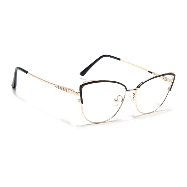 Voyage Glam Black & Golden Cateye Eyeglasses for Women (95222MG4423-C1)