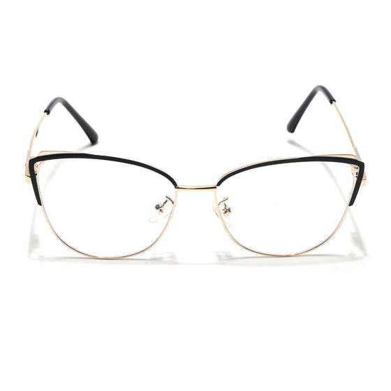 Voyage Glam Black & Golden Cateye Eyeglasses for Women (95222MG4423-C1)