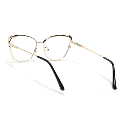 Voyage Glam Black & Golden Cateye Eyeglasses for Women (95222MG4423-C1)