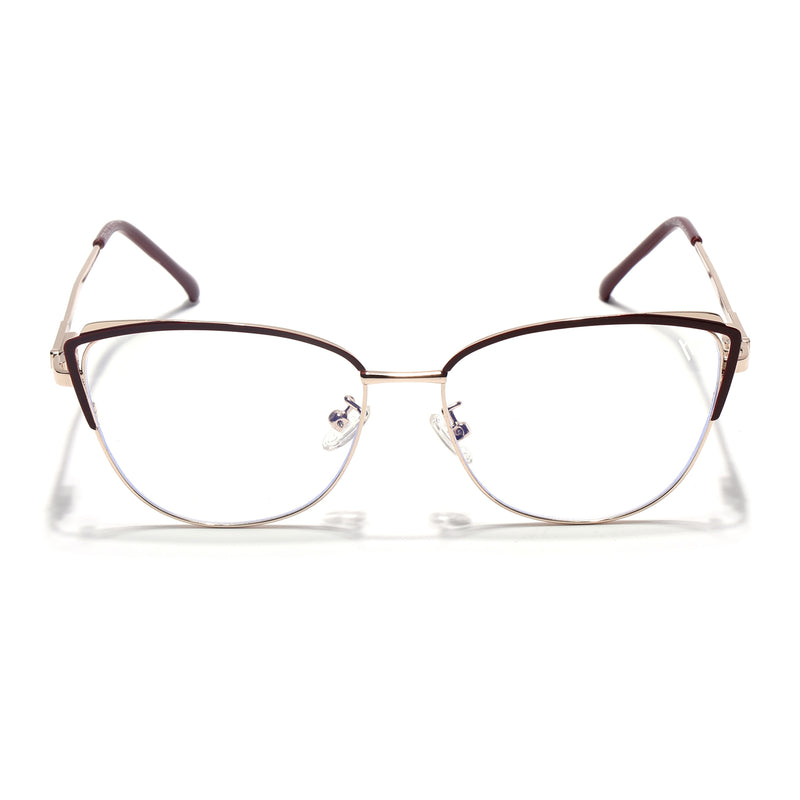 Voyage Glam Red & Golden Cateye Eyeglasses for Women (95222MG4424-C5)