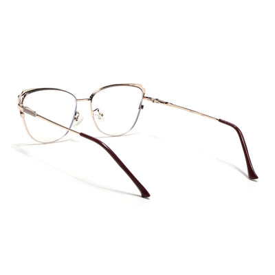 Voyage Glam Red & Golden Cateye Eyeglasses for Women (95222MG4424-C5)