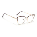 Voyage Glam Brown & Golden Cateye Eyeglasses for Women (95222MG4425-C2)