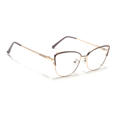 Voyage Glam Brown & Golden Cateye Eyeglasses for Women (95222MG4425-C2)