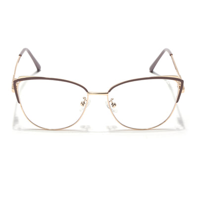 Voyage Glam Brown & Golden Cateye Eyeglasses for Women (95222MG4425-C2)