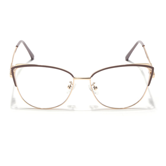 Voyage Glam Brown & Golden Cateye Eyeglasses for Women (95222MG4425-C2)