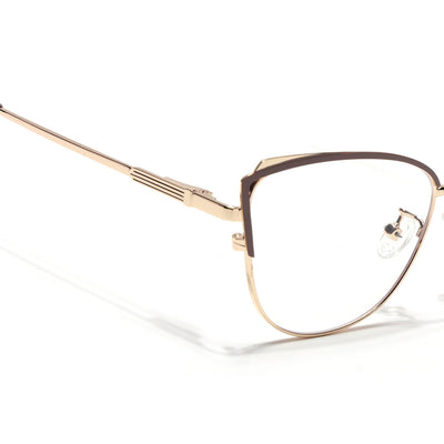 Voyage Glam Brown & Golden Cateye Eyeglasses for Women (95222MG4425-C2)