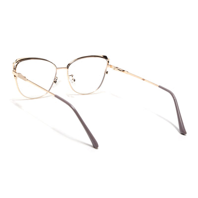 Voyage Glam Brown & Golden Cateye Eyeglasses for Women (95222MG4425-C2)