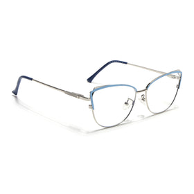 Voyage Glam Sky Blue & Golden Cateye Eyeglasses for Women (95222MG4426-C3)