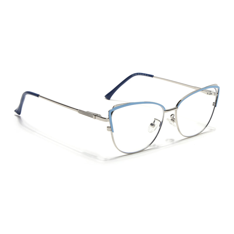 Voyage Glam Sky Blue & Golden Cateye Eyeglasses for Women (95222MG4426-C3)