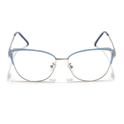 Voyage Glam Sky Blue & Golden Cateye Eyeglasses for Women (95222MG4426-C3)
