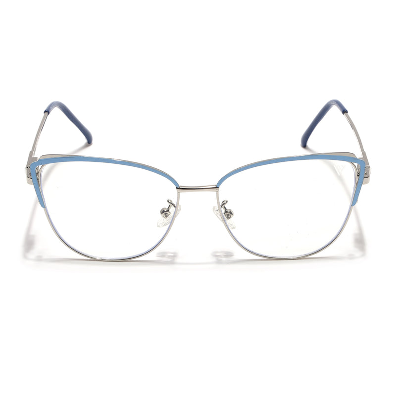 Voyage Glam Sky Blue & Golden Cateye Eyeglasses for Women (95222MG4426-C3)