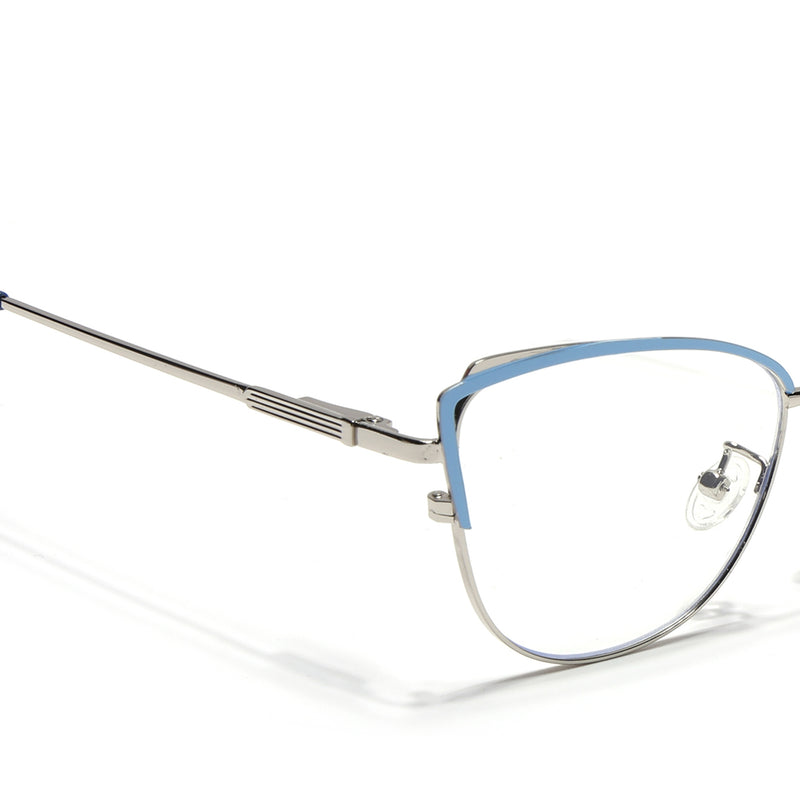 Voyage Glam Sky Blue & Golden Cateye Eyeglasses for Women (95222MG4426-C3)