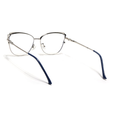 Voyage Glam Sky Blue & Golden Cateye Eyeglasses for Women (95222MG4426-C3)